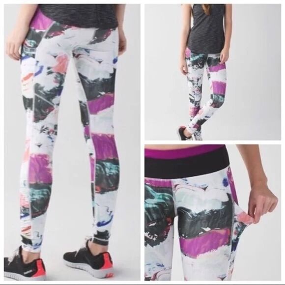 Lululemon Speed Tight Ill Pigment Wave Multi / Black / Regal Plum - Size: 4 - Picture 1 of 9